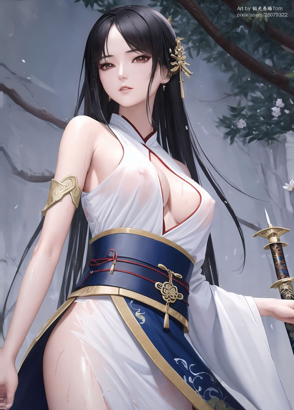 古装漫画风清新可人的AI小美女