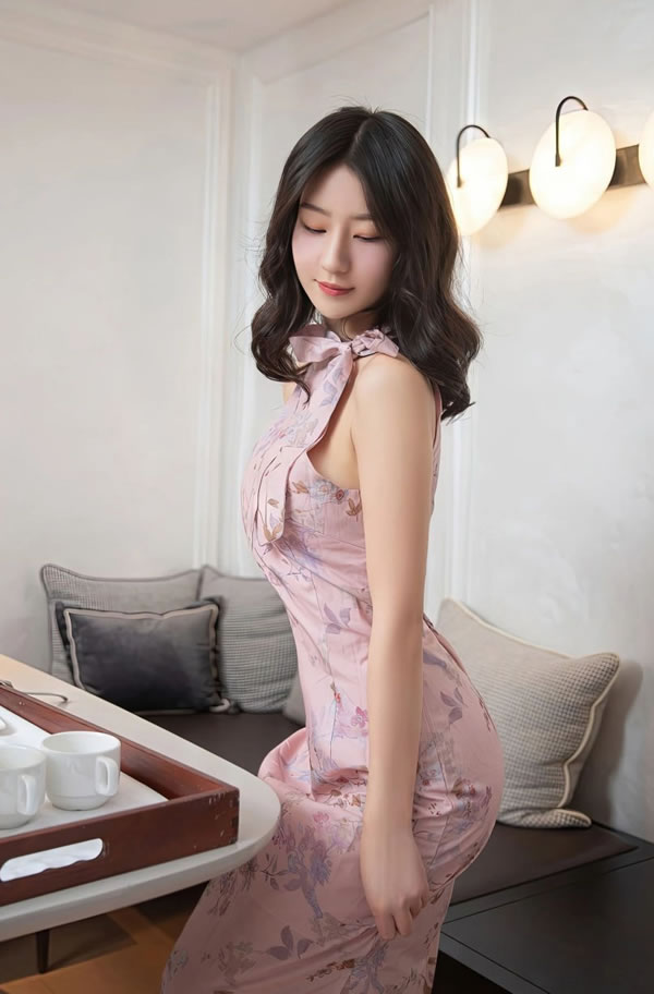 气质美女熊小诺淡雅长裙肉丝蛋糕与水果