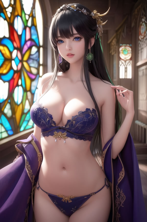 AI生成古装闺阁里的大家闺秀人体美图7