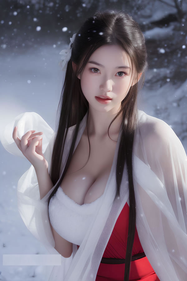 冰肌玉骨的AI古装美女红装艳而不俗