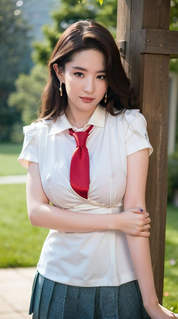 清纯美丽的AI换脸学妹公园休闲露出