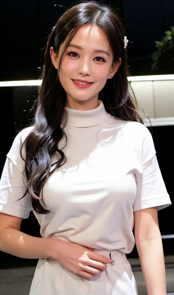 娇艳的双马尾AI换脸美女之白色大衣