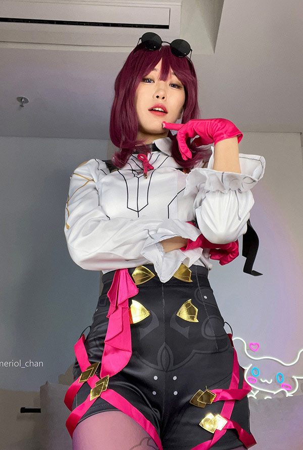 苗条妹子Meriol chan 地狱乐紫红渔网情趣衣