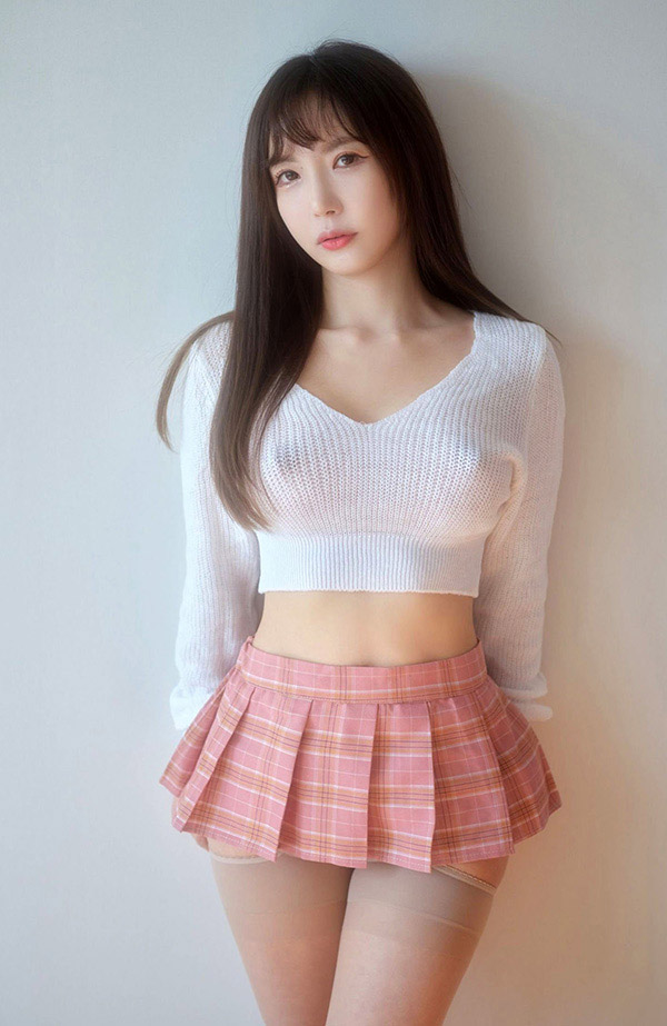 温柔妹子yulbi格仔JK镂空上衣尺度福利图